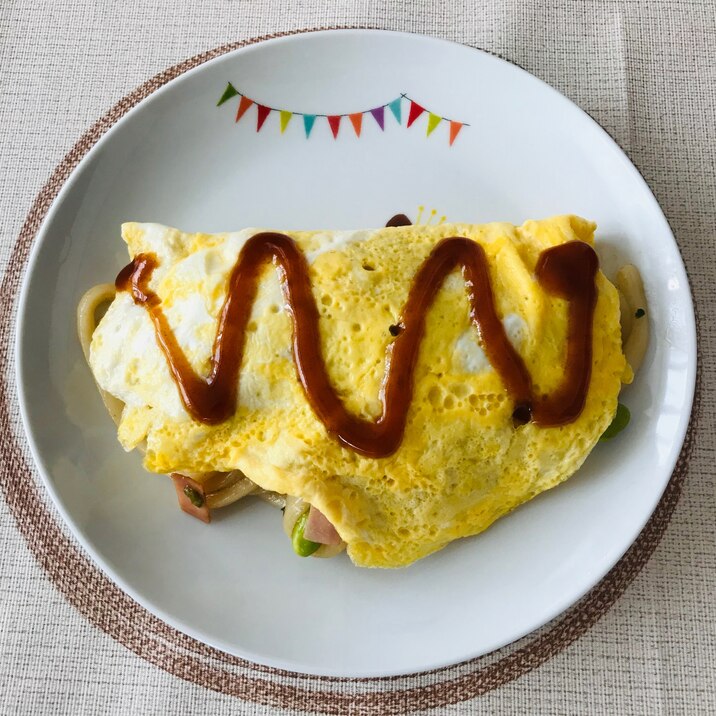 冷凍食材で簡単＊オム焼きうどん